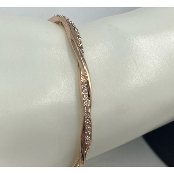 Givenchy Rose Gold‎ and Crystal Hinged Twisted Bangle Bracelet New with tags - Picture 3 of 9